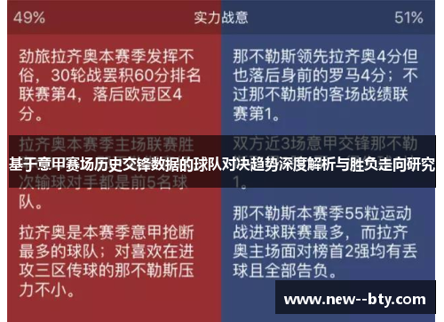 基于意甲赛场历史交锋数据的球队对决趋势深度解析与胜负走向研究